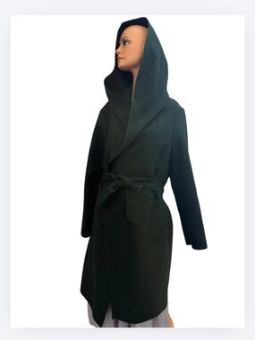 Le Chateau Hooded Wrap Coat Dark Green Belted Size XXL (Fits XL) Made in Canada